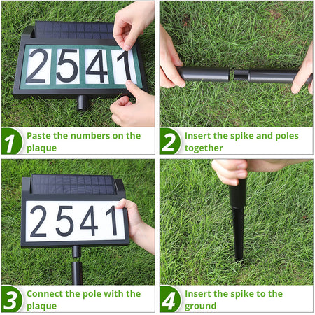 Solar Address Sign with Stakes